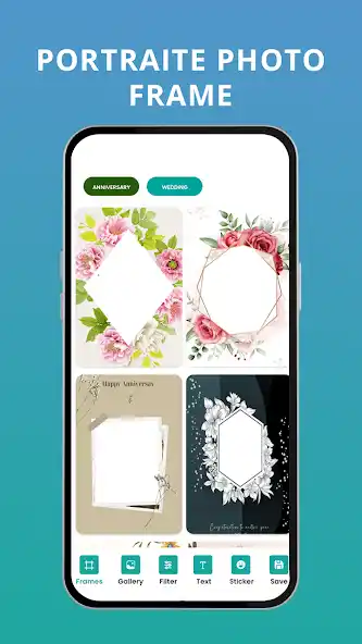 Anniversary Photo Frame Maker app - romantic photo layouts with love quotes