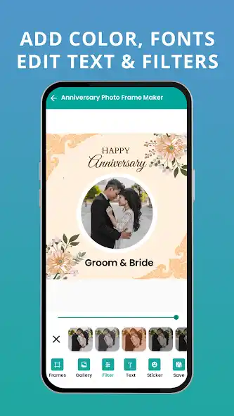 Anniversary Photo Frame Maker app - couple photo frames with anniversary themes