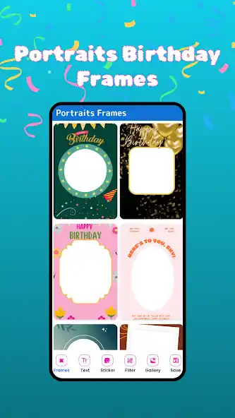 Birthday Photo Frames app - party-themed frames with festive decorations