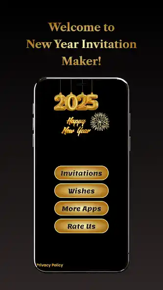 New Year Invitation Card app - stylish 2025 New Year party invitation templates