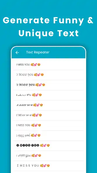 Text Repeater app - WhatsApp text repeater with emoji support and copy functionality