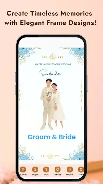 Wedding Photo Frames app - save the date templates with beautiful typography