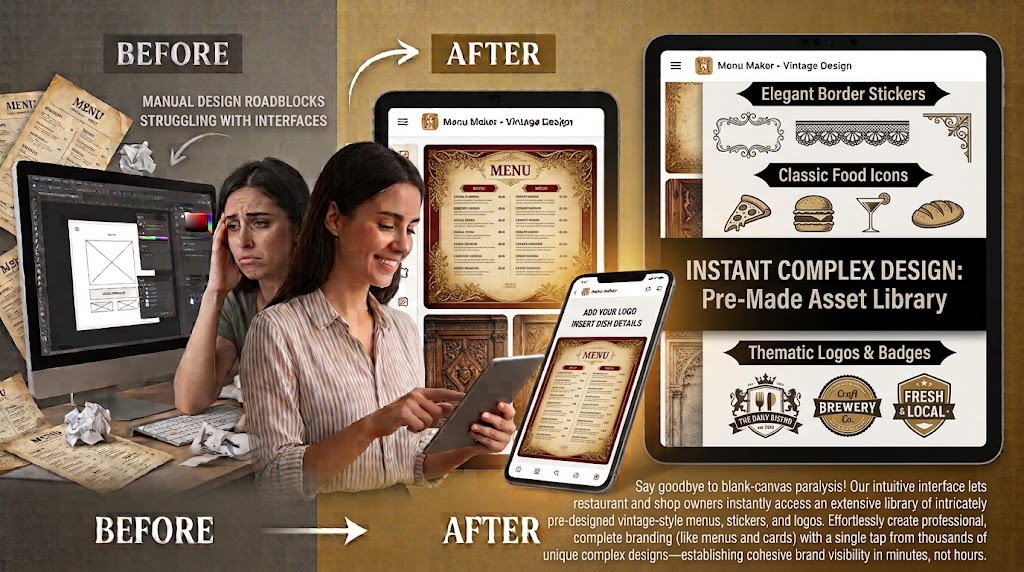 How a Pre-Made Background and Sticker Library Saves Restaurant Owners Hours of Design Time